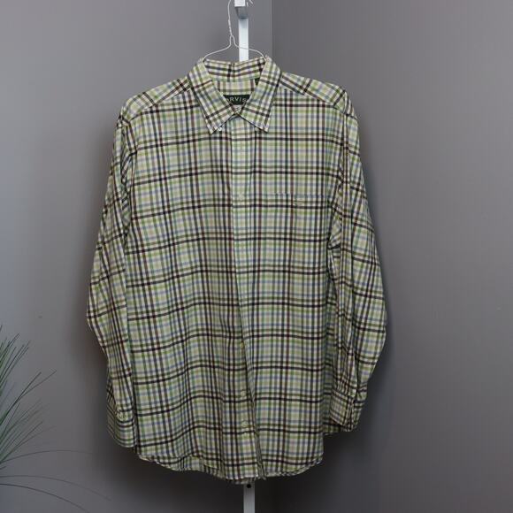 Orvis Men’s Plaid Button Down Shirt Large Green Brown Blue Cotton Classic Fit - Picture 1 of 3
